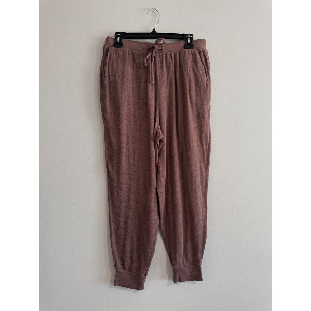 Lands End Jogger Sweatpants Women M MP 10-12 Mauve Drawstring‎ Waist Soft Knit